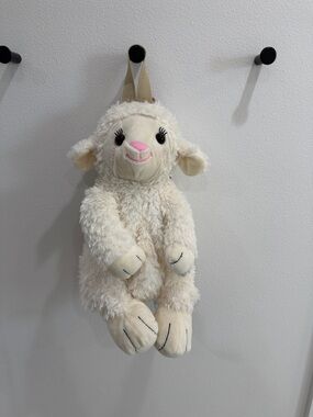 Plush Lamb Stuffed Animal - Cream with Pink Face Detail backpack